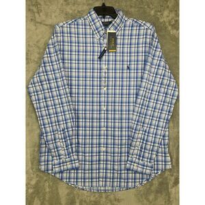 NWT Polo Ralph Lauren Shirt Blue Plaid‎ Classic Fit Performance XL Button Up